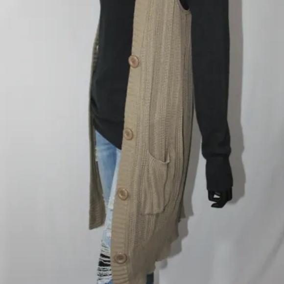 Twenty One Women's Long Cotton Tan Sweater Vest, Size M - Picture 3 of 5